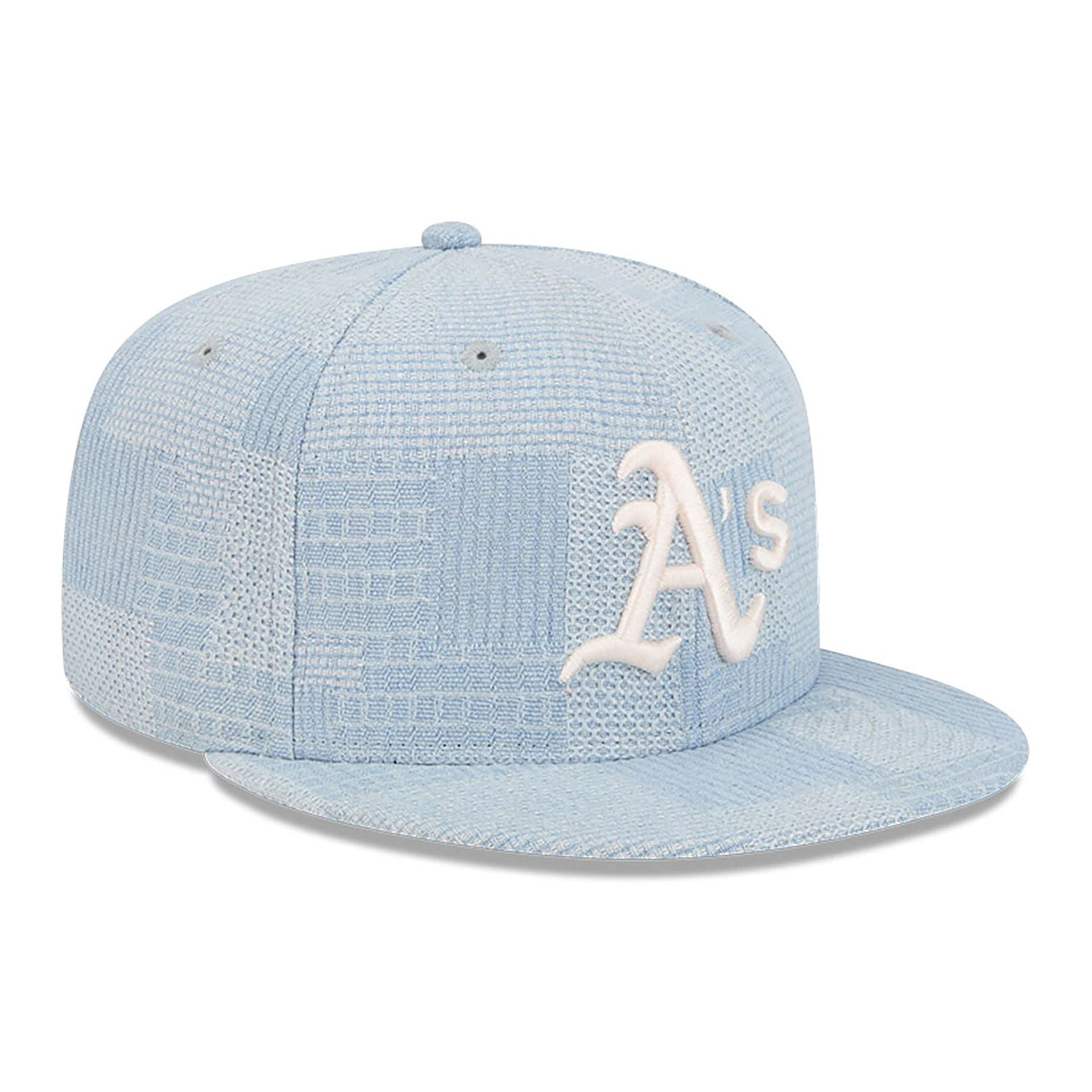 This is a Oakland Athletics Denim Patchwork Open Blue 9FIFTY Snapback Cap 4