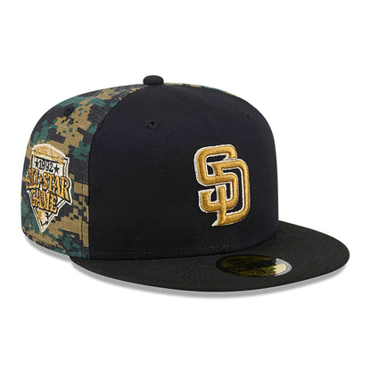 This is a San Diego Padres Digi Camo Black 59FIFTY Fitted Cap 1