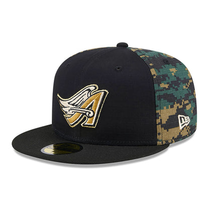 This is a LA Angels Digi Camo Black 59FIFTY Fitted Cap 4