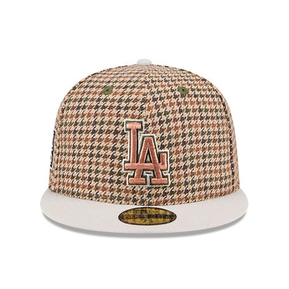 This is a LA Dodgers Houndstooth Brown 59FIFTY Fitted Cap 3