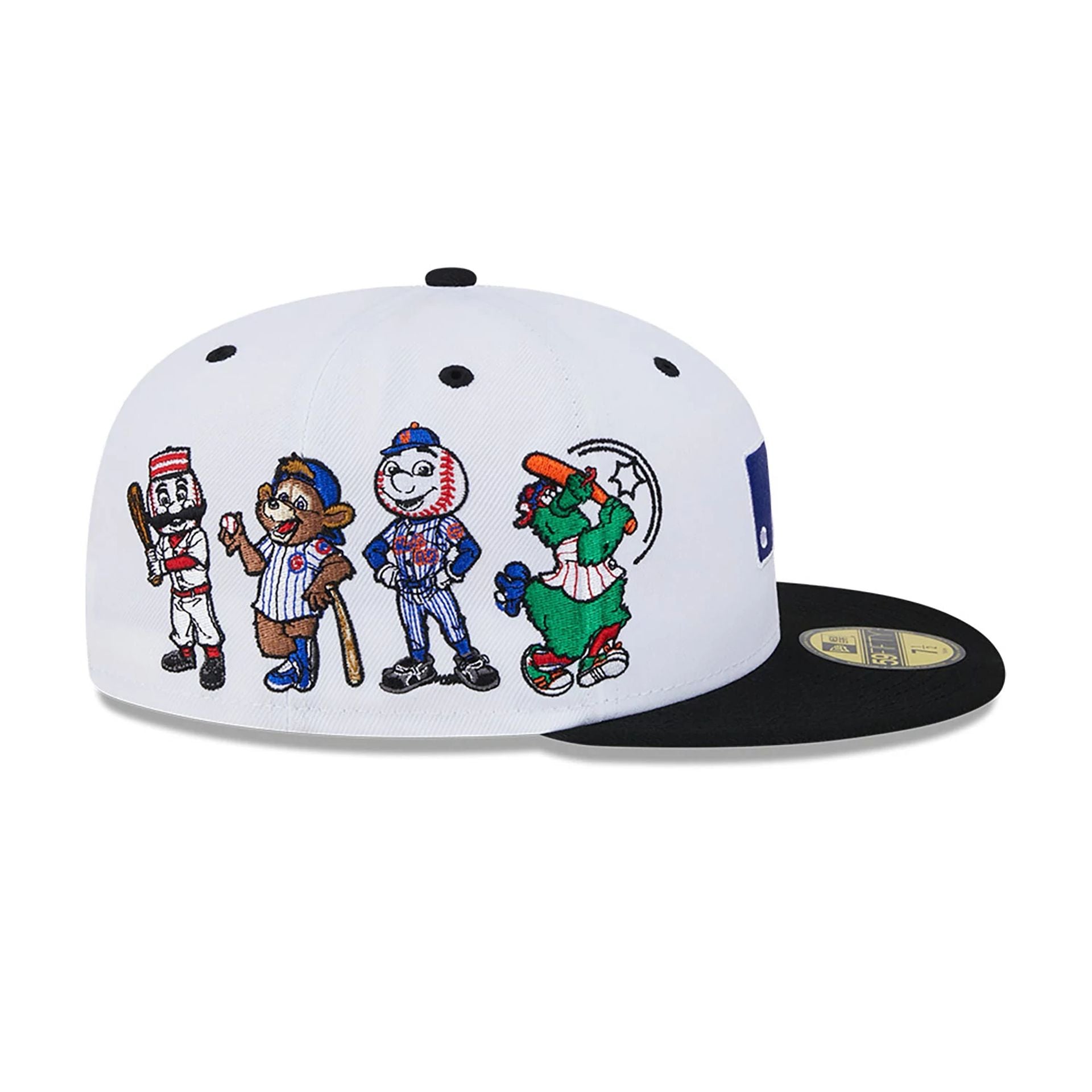 This is a National League Logo MLB League Mascots White 59FIFTY Fitted Cap 2