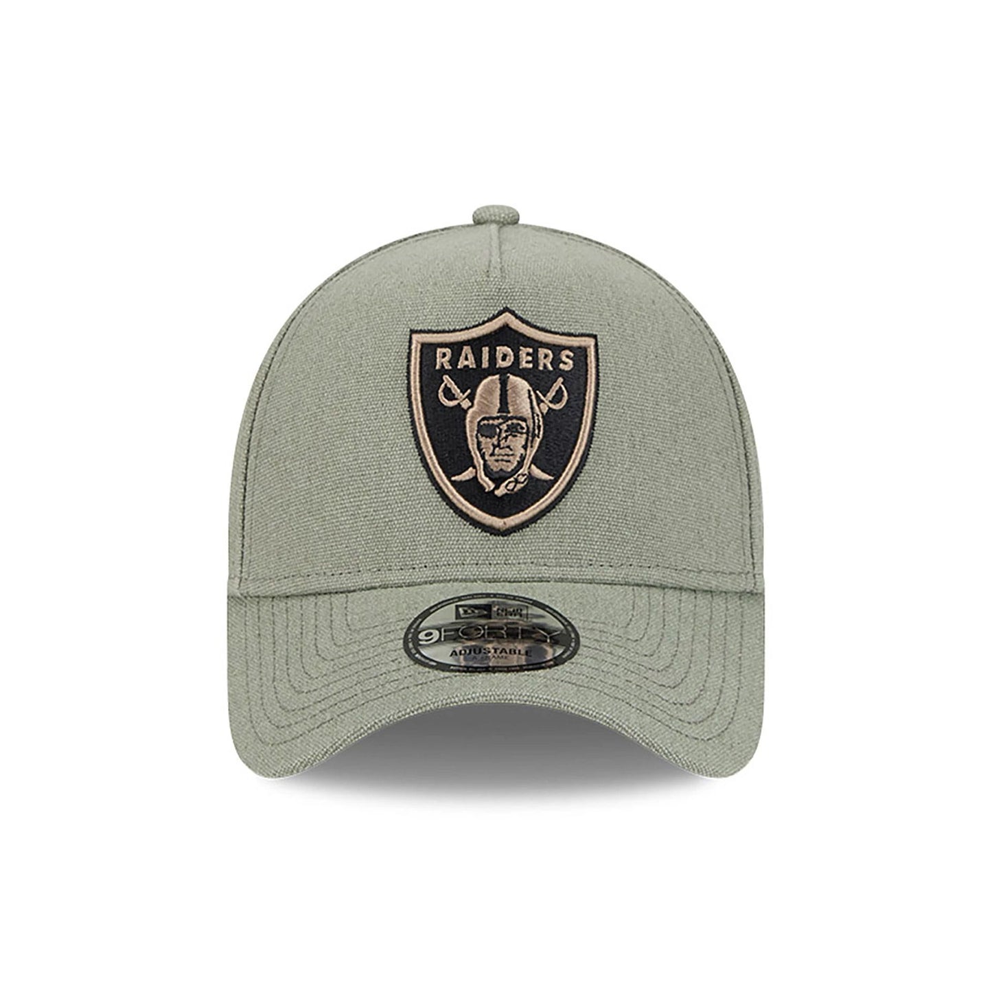 This is a Las Vegas Raiders Logo Essentials Green 9FORTY A-Frame Adjustable Cap 3