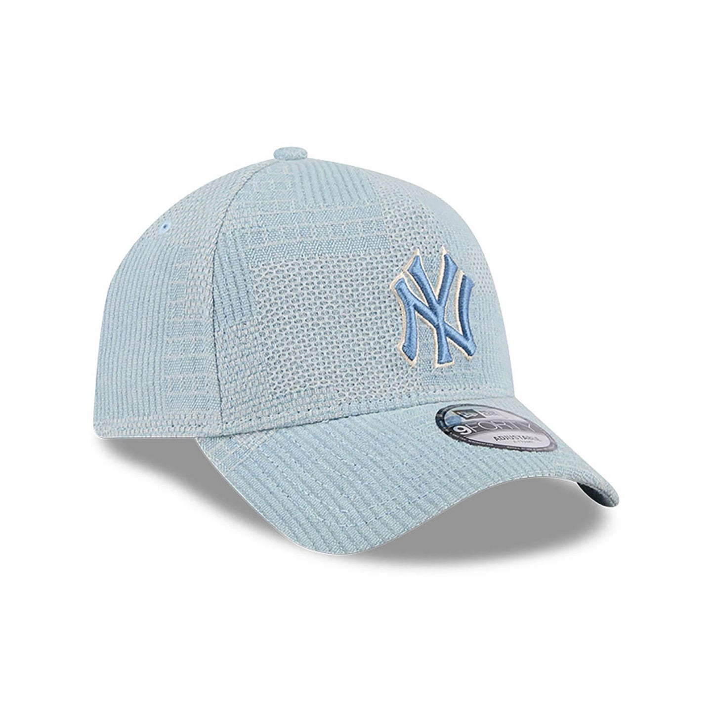 This is a New York Yankees Logo Essentials Open Blue 9FORTY A-Frame Adjustable Cap 4