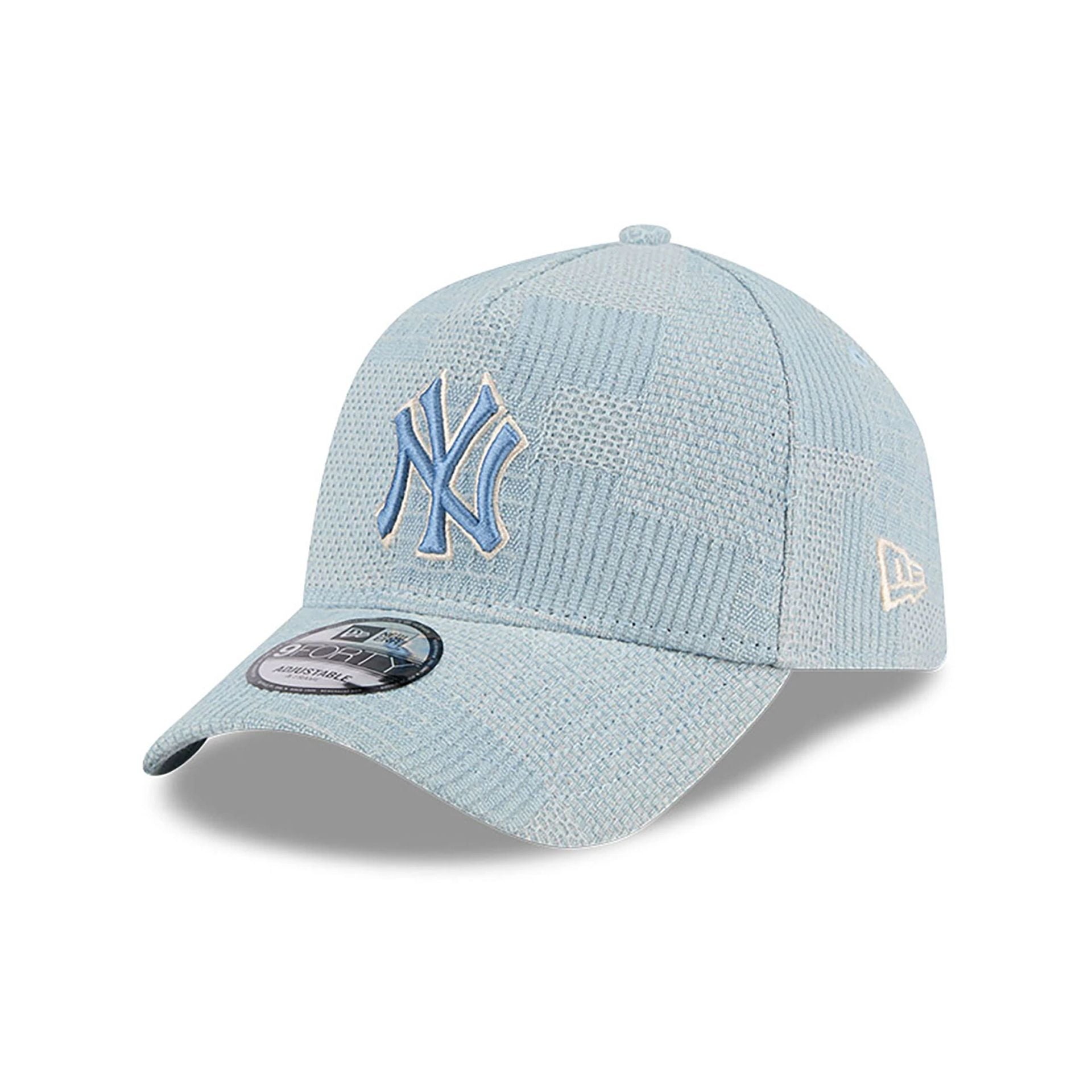 This is a New York Yankees Logo Essentials Open Blue 9FORTY A-Frame Adjustable Cap 1