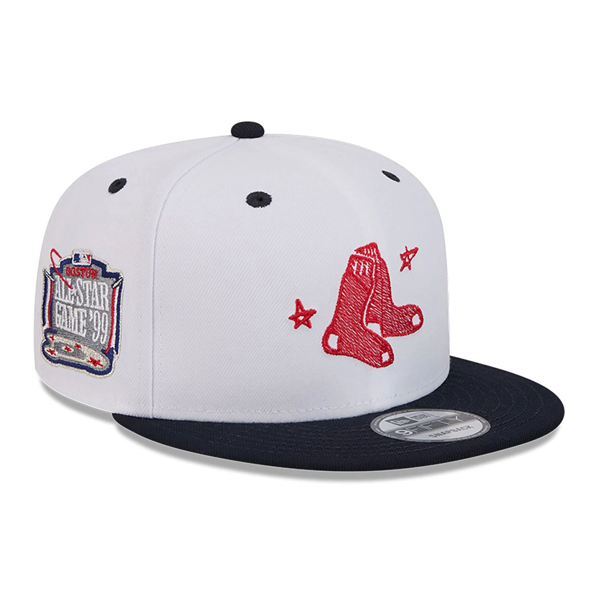 This is a Boston Red Sox Official Doodles White 9FIFTY Snapback Cap 1