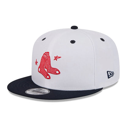 This is a Boston Red Sox Official Doodles White 9FIFTY Snapback Cap 4