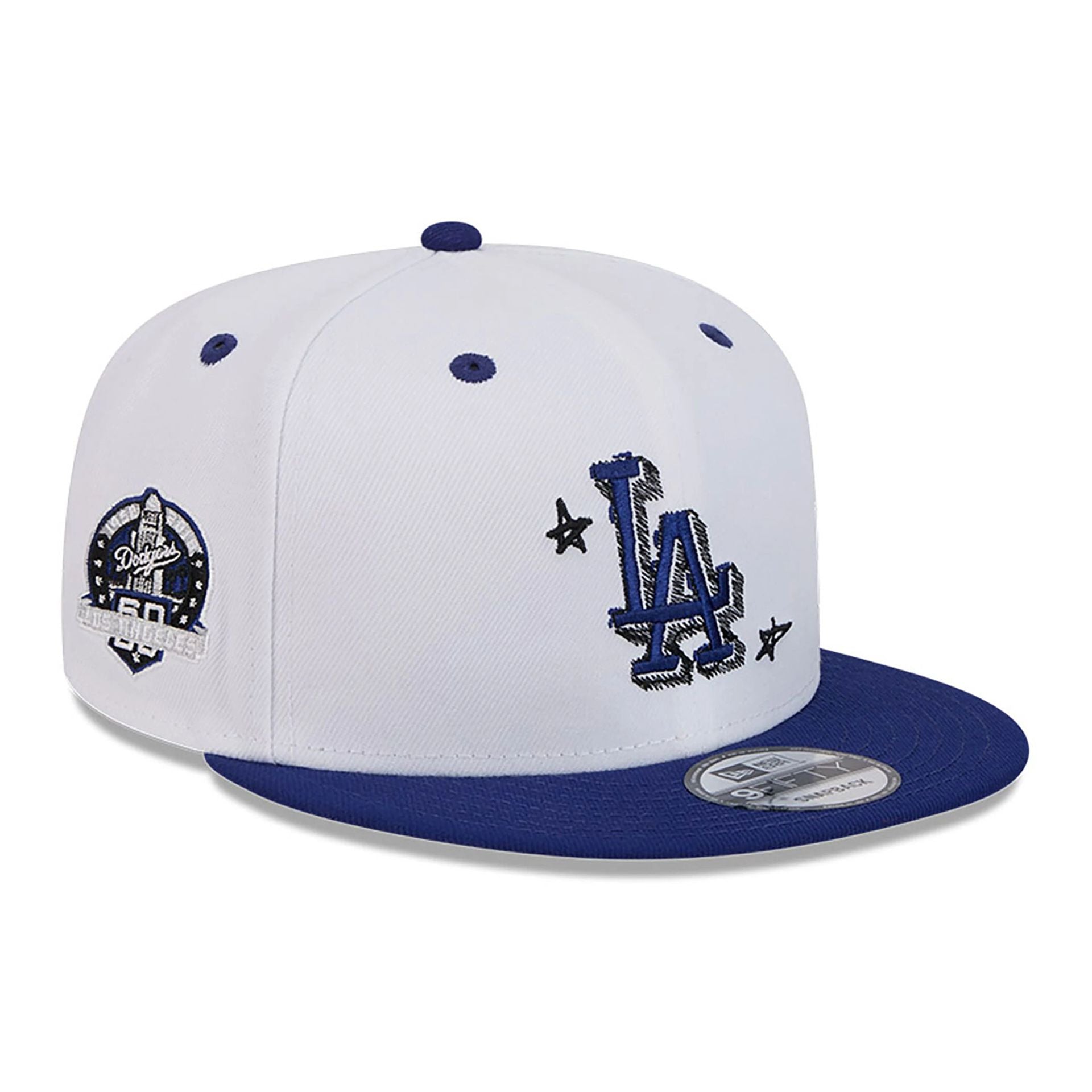 This is a LA Dodgers Official Doodles White 9FIFTY Snapback Cap 1