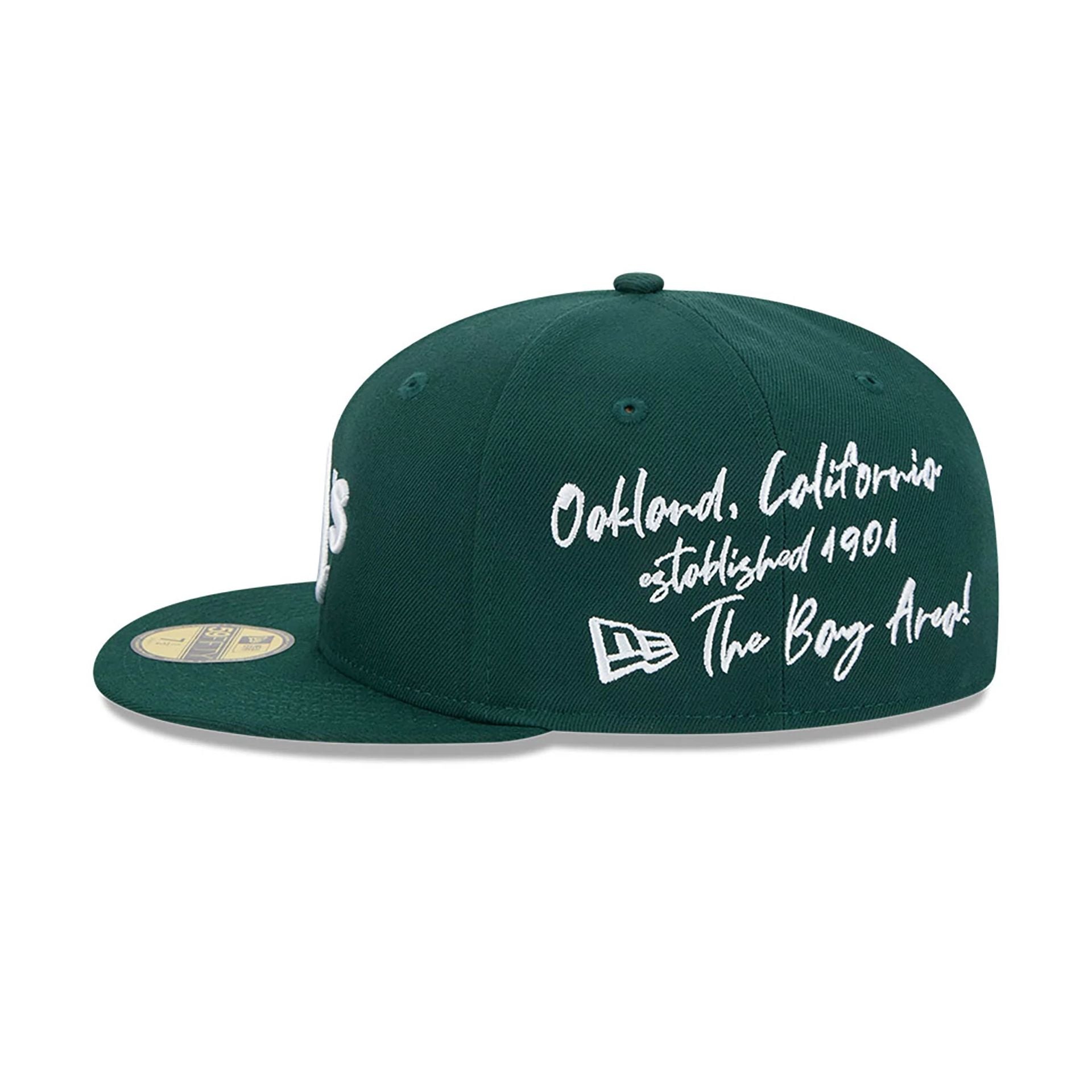 This is a Oakland Athletics Team Verbiage Dark Green 59FIFTY Fitted Cap 7