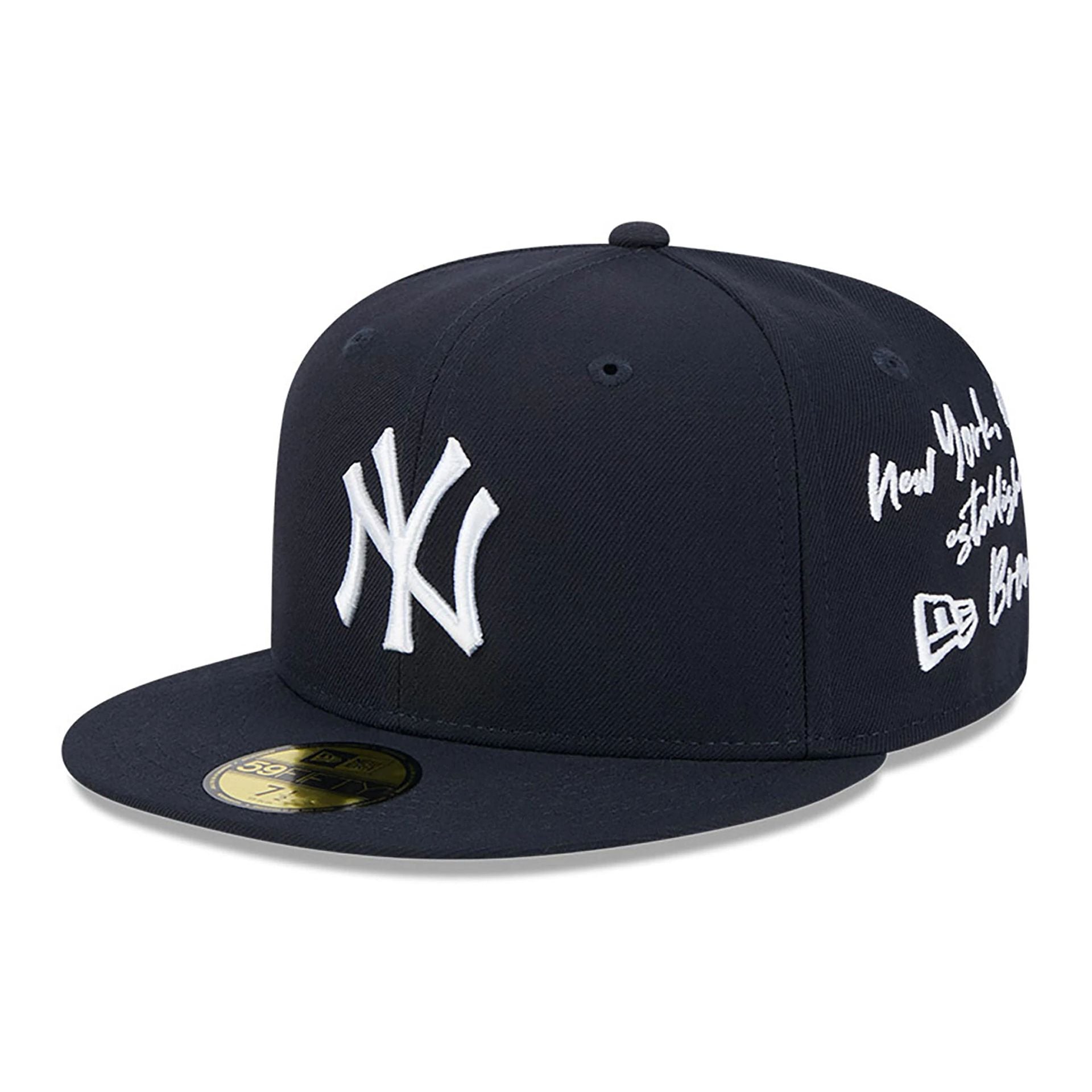 This is a New York Yankees Team Verbiage Navy 59FIFTY Fitted Cap 1