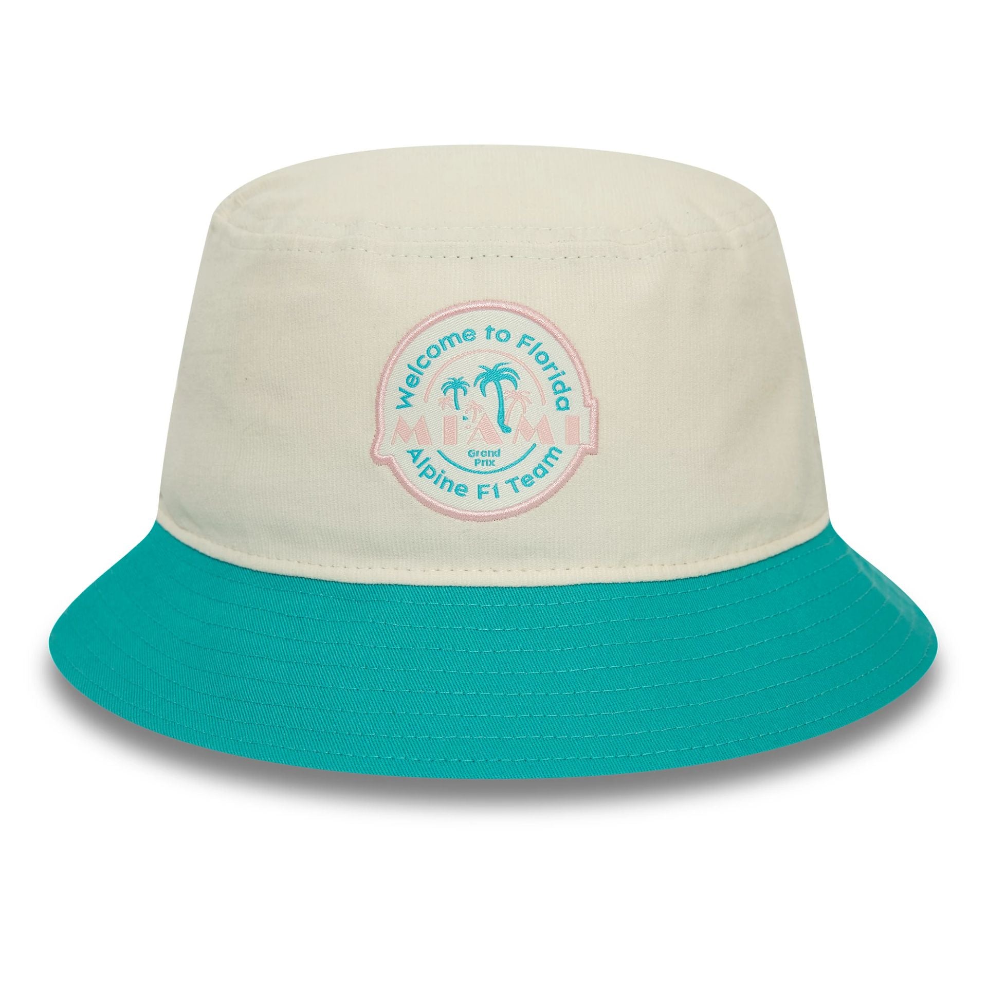 This is a Alpine Racing Miami Race Special White Bucket Hat 3