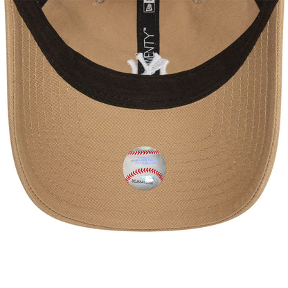 This is a New York Yankees Mini Logo Light Beige 9TWENTY Adjustable Cap 5