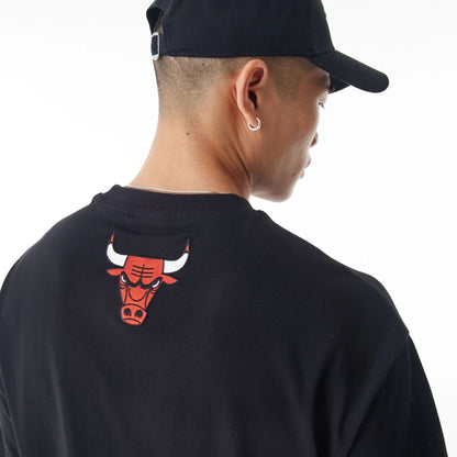 The Male model is wearing Chicago Bulls NBA Lifestyle Black T-Shirt  2