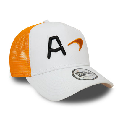 This is a McLaren Racing Arrow Indycar Essential White E-Frame Trucker Adjustable Cap 2