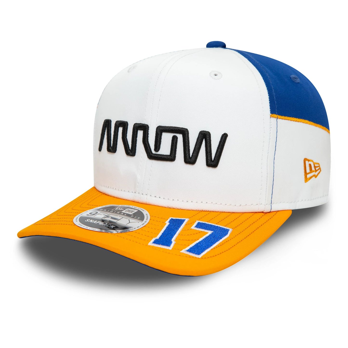 This is a McLaren Racing Arrow Indycar Kyle Larson White 9FIFTY Original Fit Snapback Cap 1