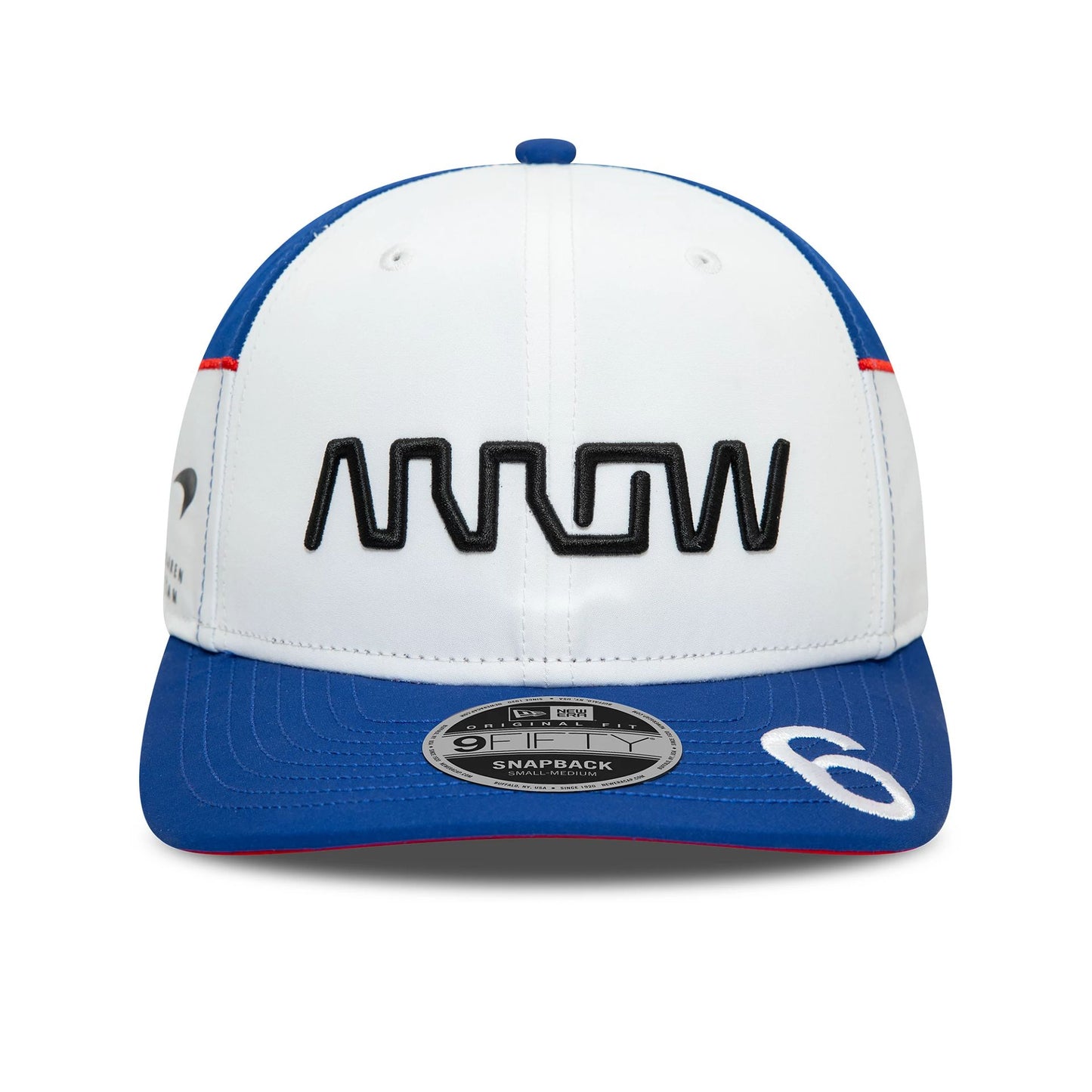 This is a McLaren Racing Arrow Indycar David Malukas White 9FIFTY Original Fit Snapback Cap 4