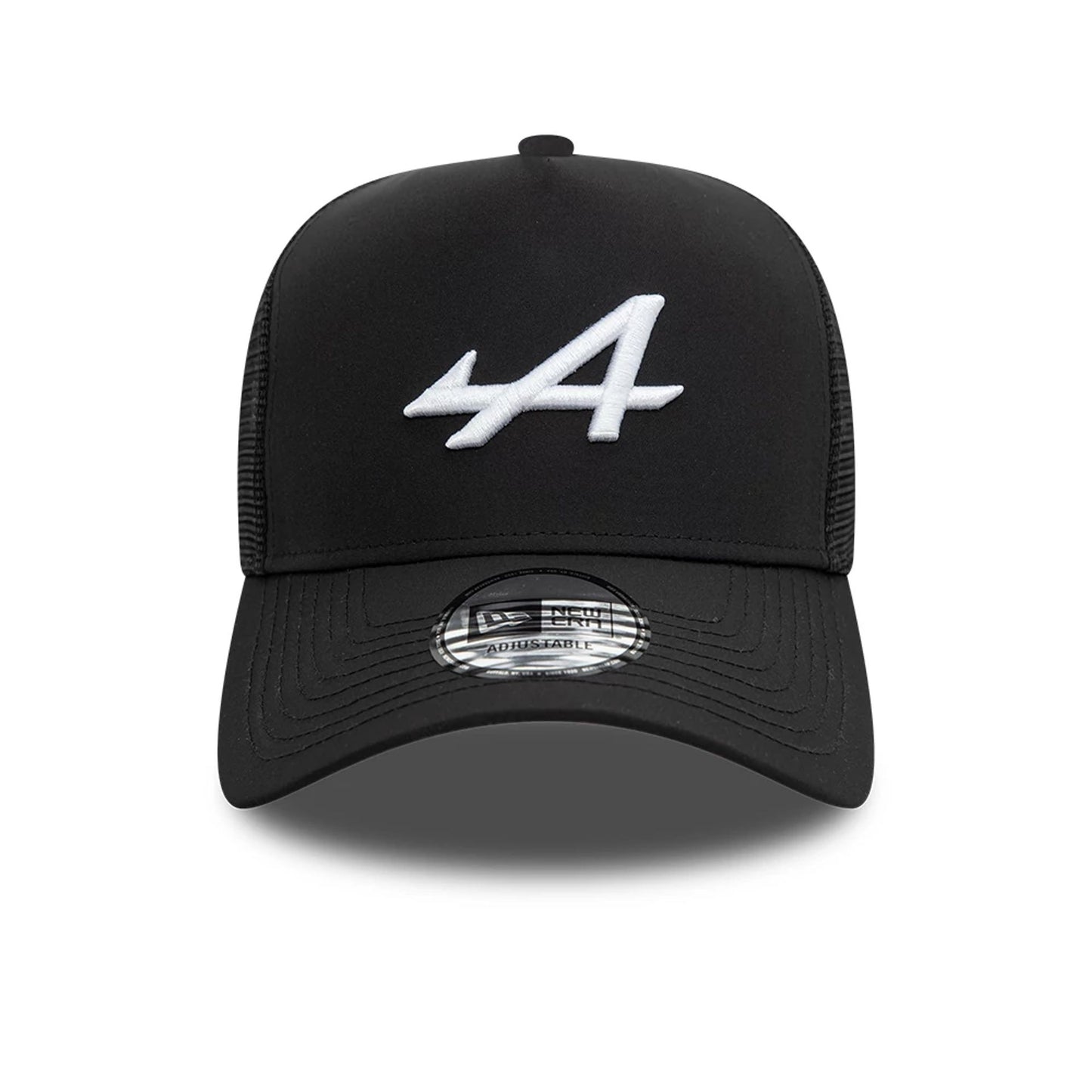 This is a Alpine Racing Logo Black 9FORTY E-Frame Trucker Adjustable Cap 3