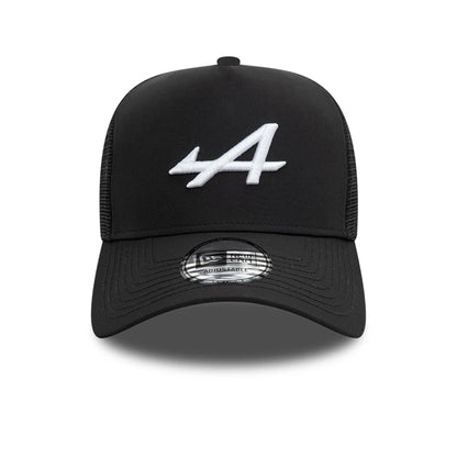 This is a Alpine Racing Logo Black 9FORTY E-Frame Trucker Adjustable Cap 3