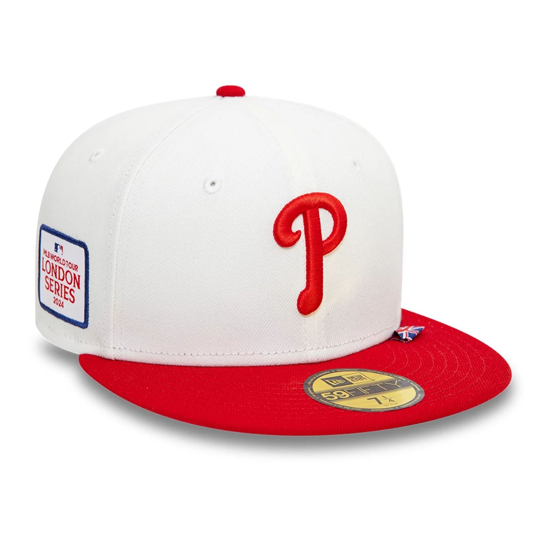 This is a Philadelphia Phillies MLB London Series 2024 Contrast White 59FIFTY Fitted Cap 2