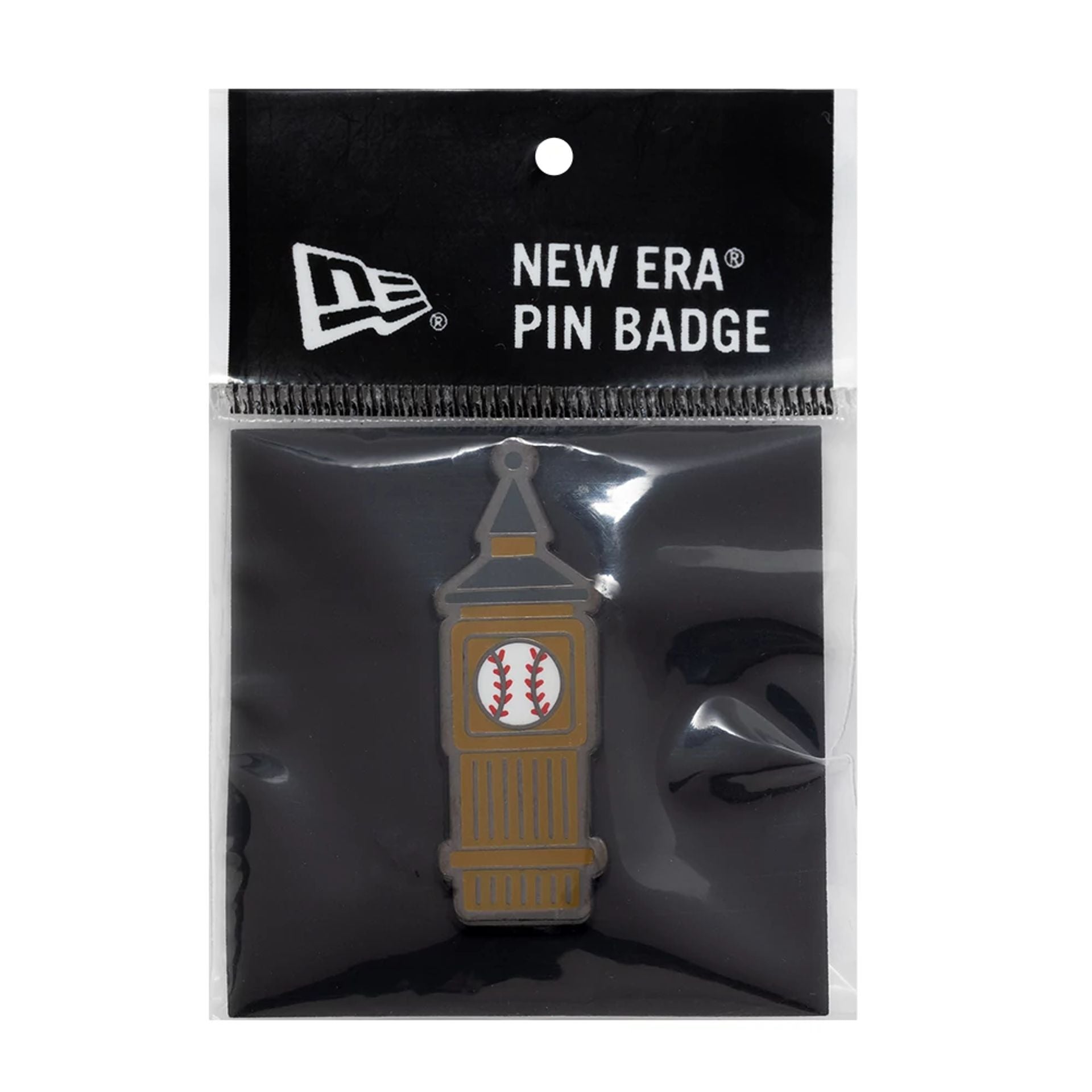 This is a New Era Baseball Tower Brown Pin Badge 3