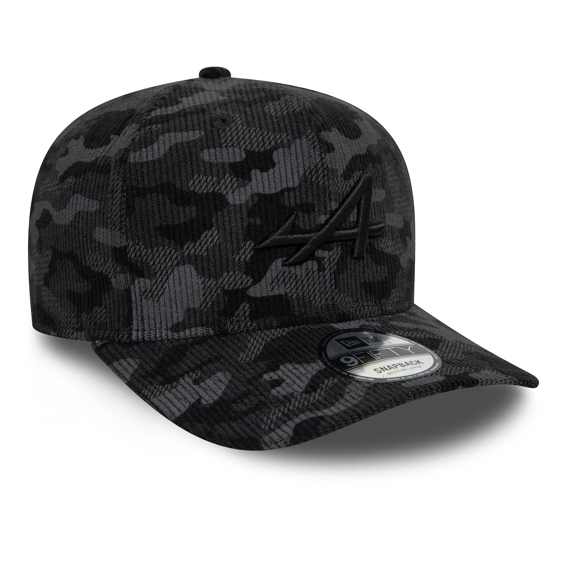 This is a Alpine Racing Camo Cord Black 9FIFTY Snapback Cap 1