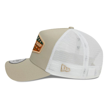 This is a New Era Patch Light Beige 9FORTY A-Frame Trucker Adjustable Cap 6