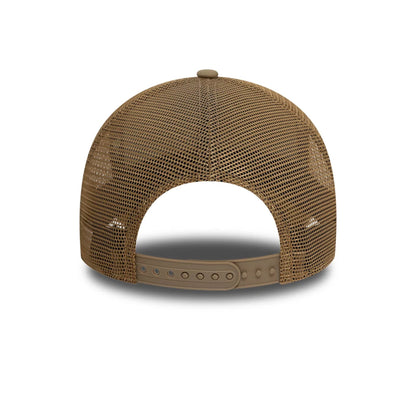 This is a New Era Patch Beige 9FORTY A-Frame Trucker Adjustable Cap 3