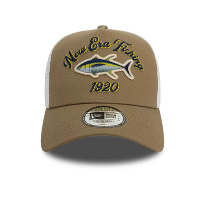 This is a New Era Fishing Tuna Beige 9FORTY A-Frame Trucker Adjustable Cap 3