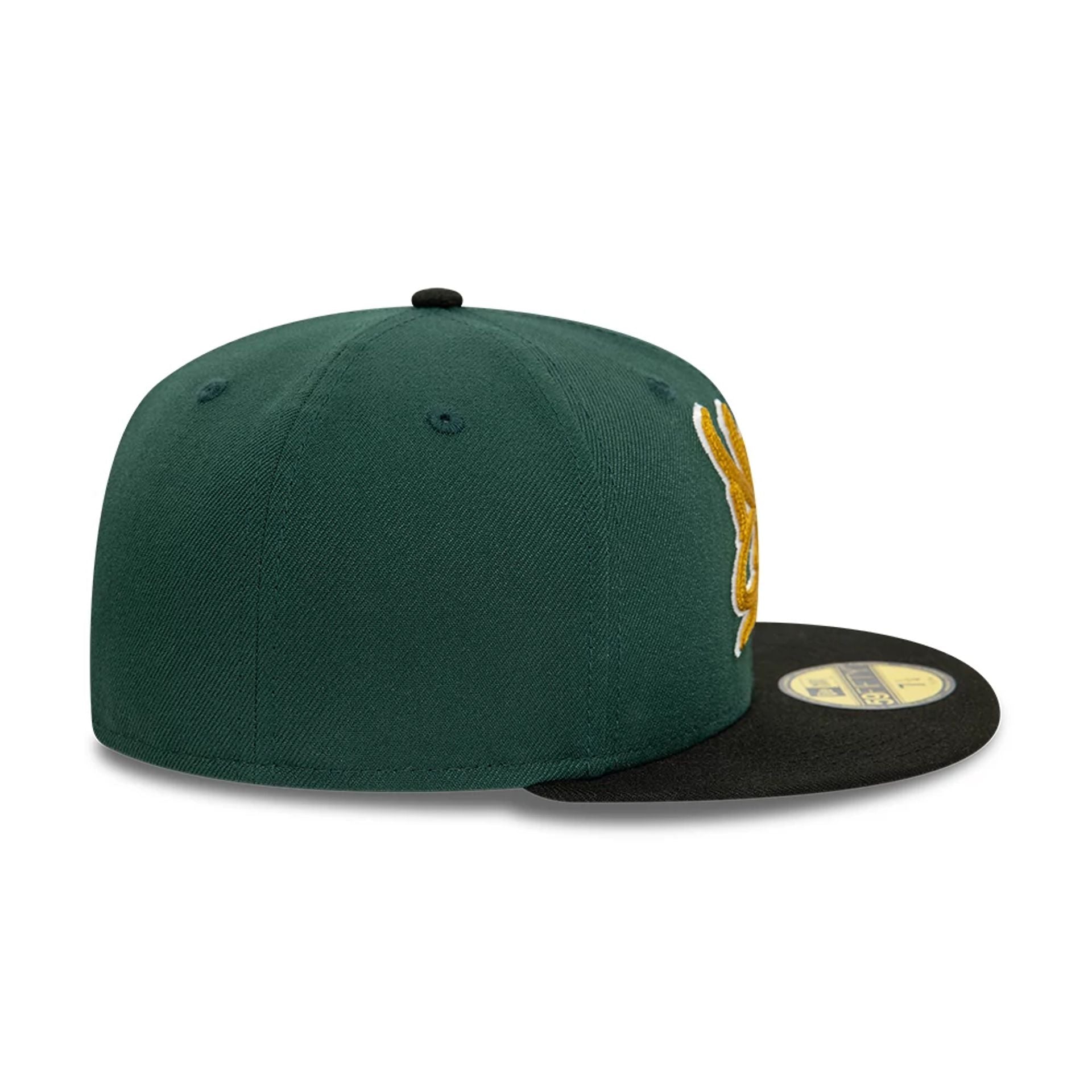 This is a New Era Front Script Dark Green 59FIFTY Fitted Cap 4