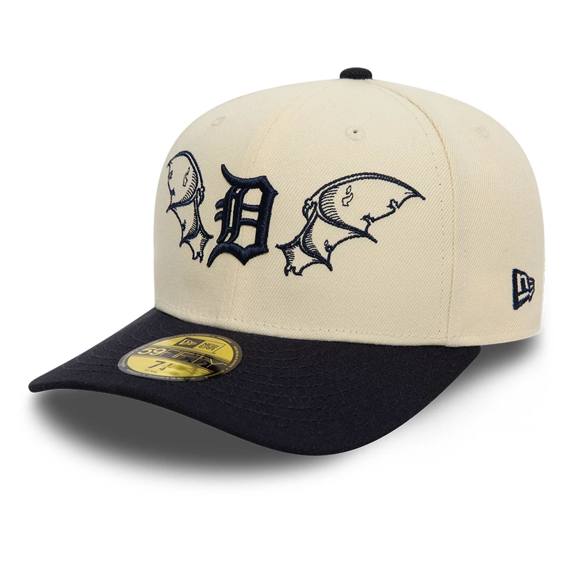 This is a Detroit Tigers Team Wings Light Beige 59FIFTY Fitted Cap 6