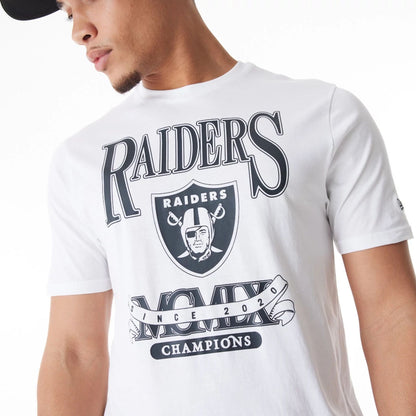 The Male model is wearing Las Vegas Raiders NFL Champions Graphic White T-Shirt 3