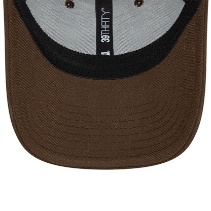 This is a New Era Flagged Essential Dark Brown 39THIRTY Stretch Fit Cap 5