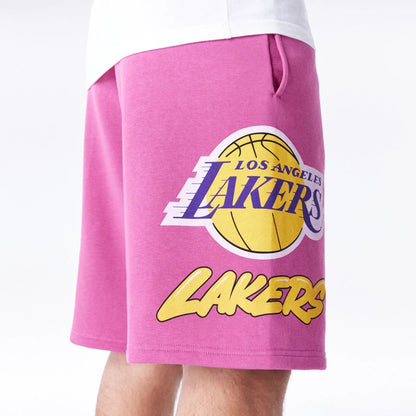 The Male model is wearing LA Lakers NBA Bubble Script Purple Shorts  6