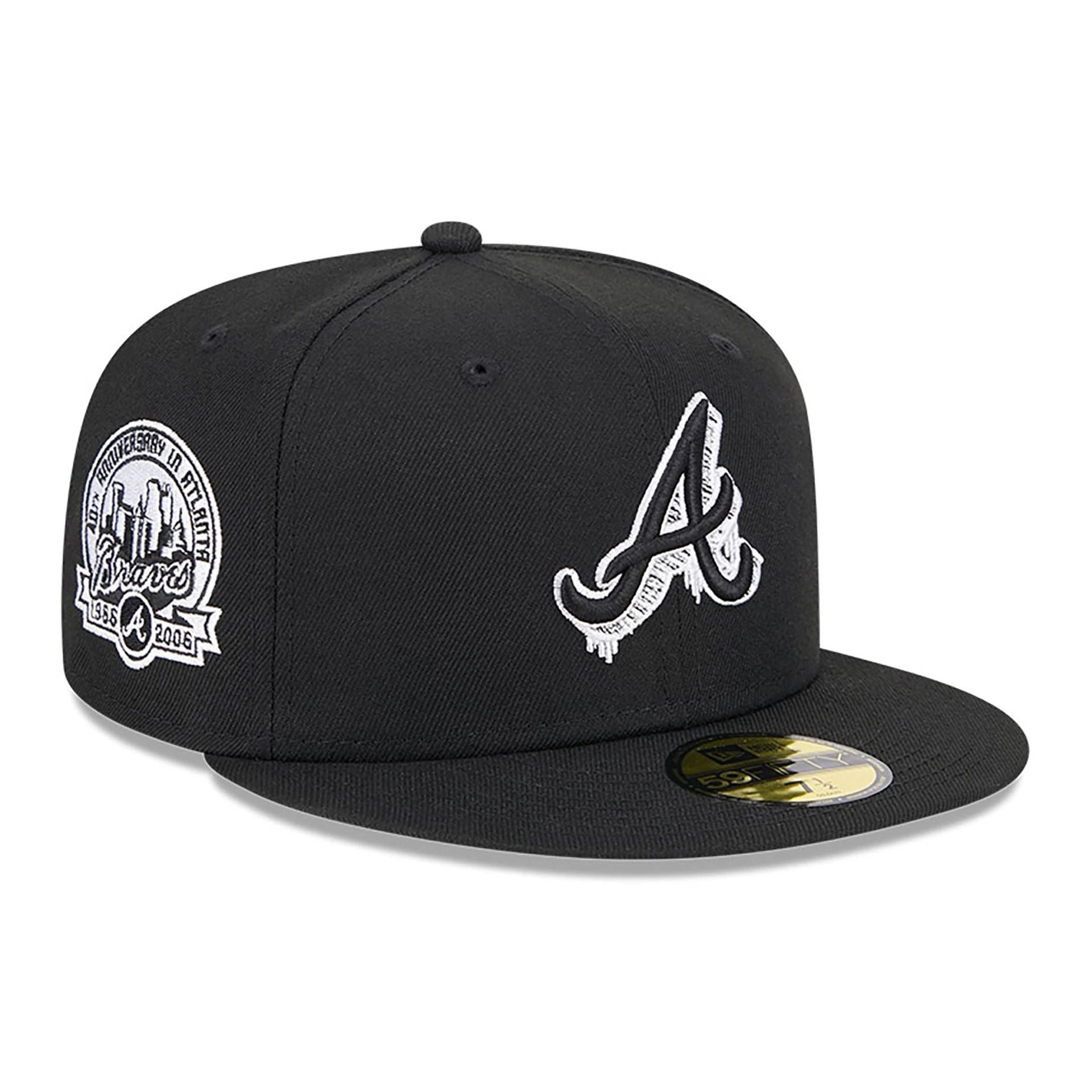 This is a Atlanta Braves MLB Hi Vis Doodles Black 59FIFTY Fitted Cap 1