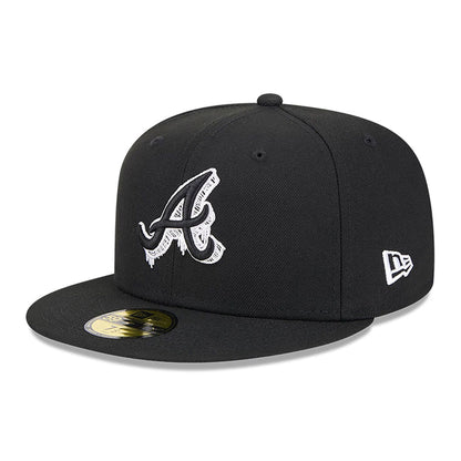 This is a Atlanta Braves MLB Hi Vis Doodles Black 59FIFTY Fitted Cap 4