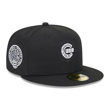 This is a Chicago Cubs MLB Hi Vis Doodles Black 59FIFTY Fitted Cap 1