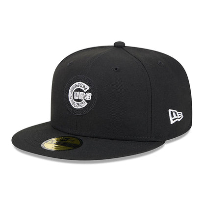 This is a Chicago Cubs MLB Hi Vis Doodles Black 59FIFTY Fitted Cap 4