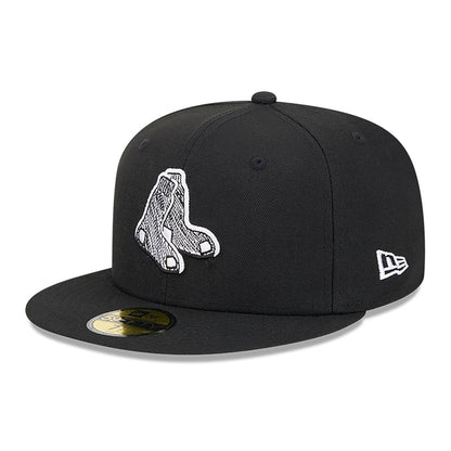 This is a Boston Red Sox MLB Hi Vis Doodles Black 59FIFTY Fitted Cap 4