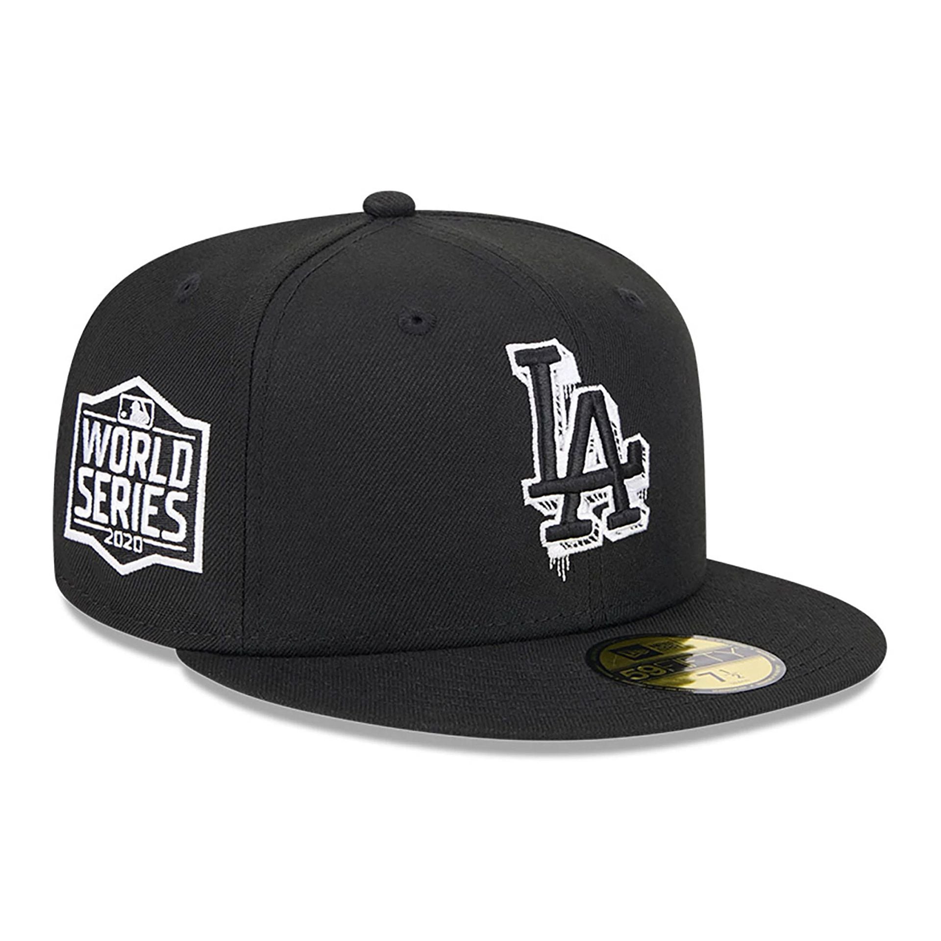 This is a LA Dodgers MLB Hi Vis Doodles Black 59FIFTY Fitted Cap 1