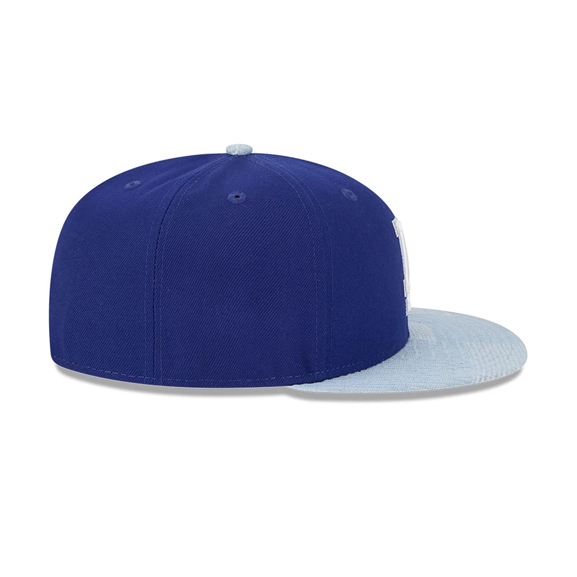 This is a LA Dodgers Patch Denim Dark Blue 59FIFTY Fitted Cap 6