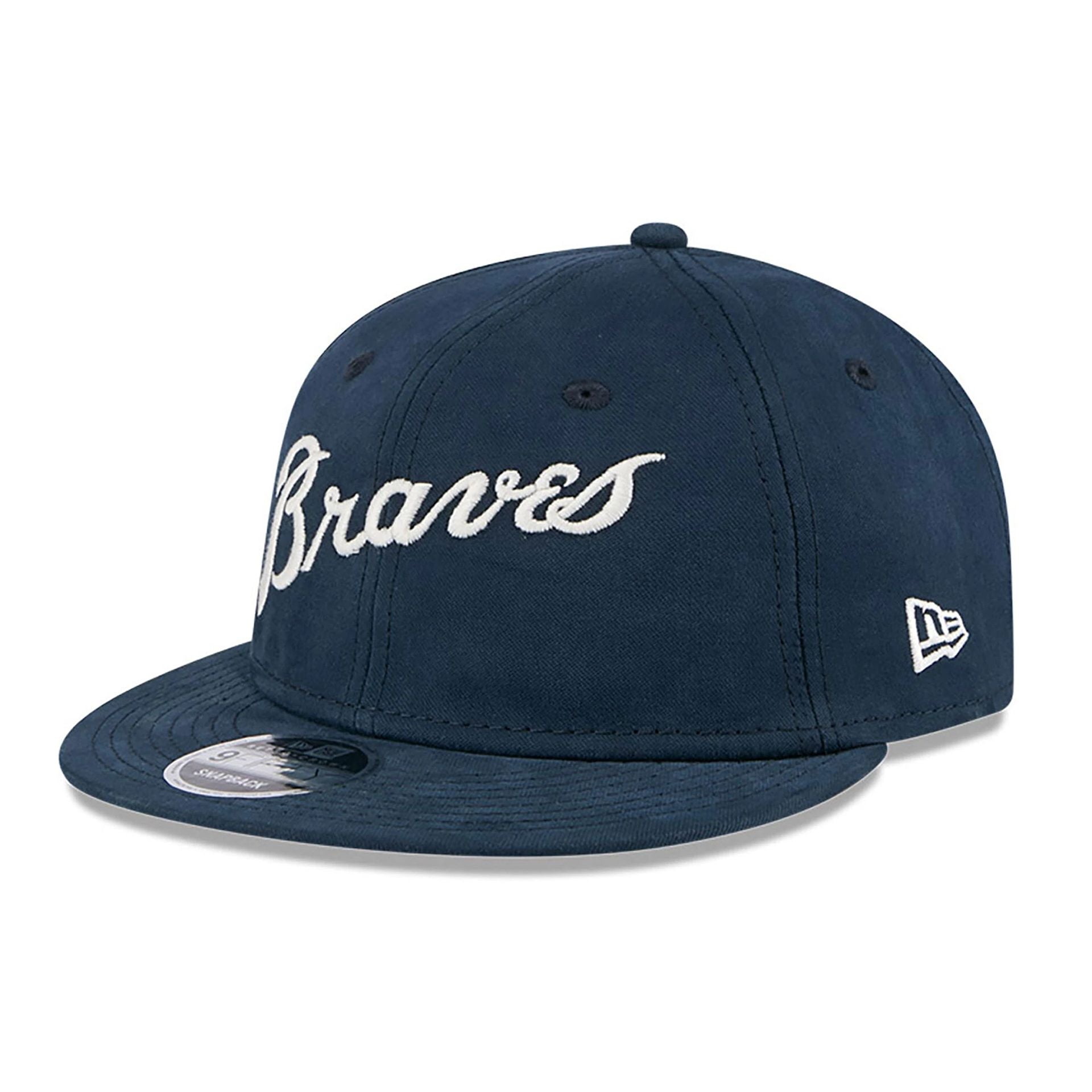 This is a Atlanta Braves Vintage Navy Retro Crown 9FIFTY Strapback Cap 1