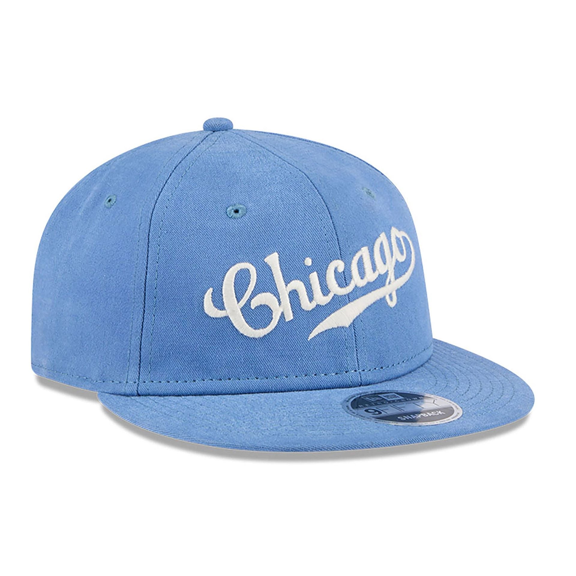 This is a Chicago Cubs Vintage Blue Retro Crown 9FIFTY Strapback Cap 3