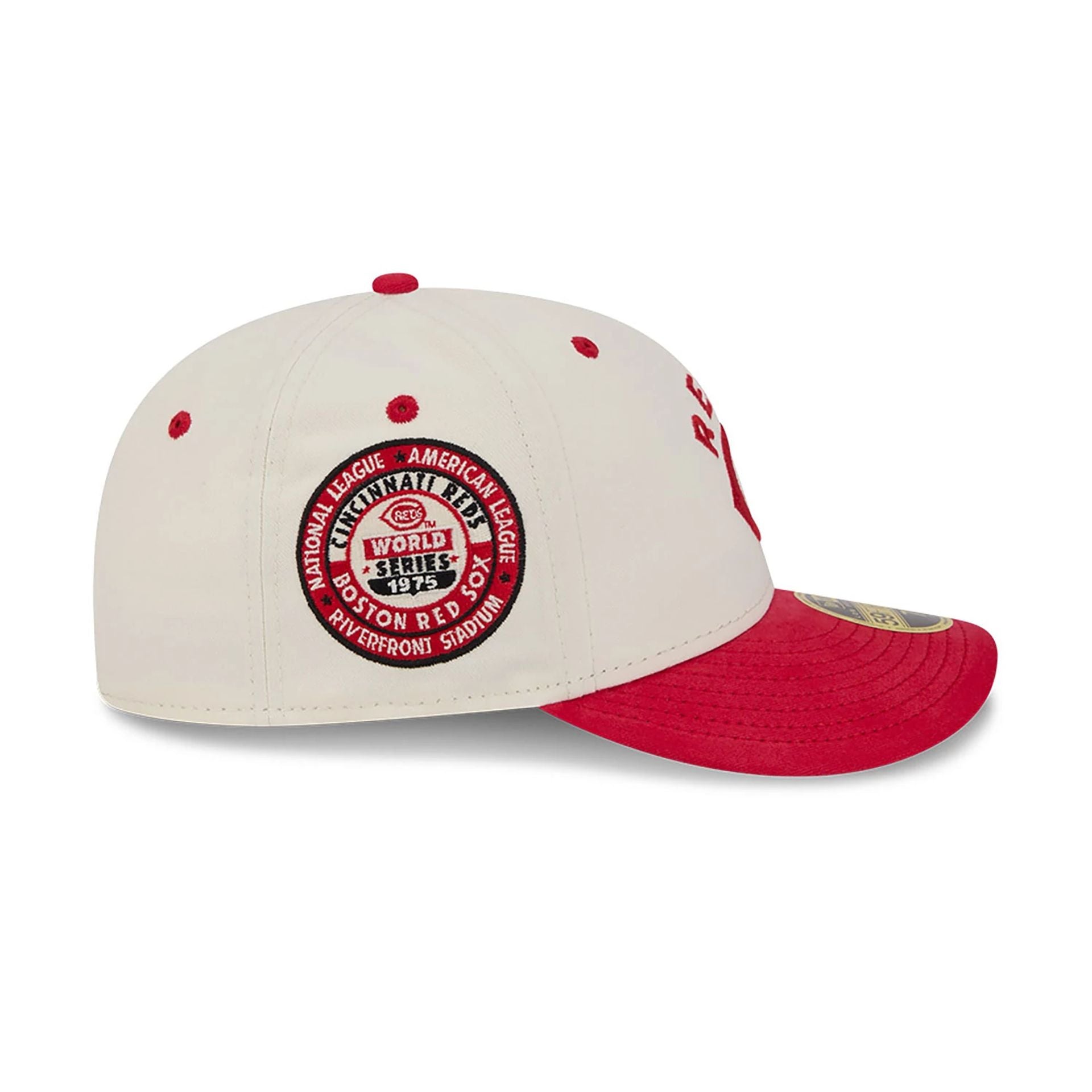 This is a Cincinnati Reds Vintage Stack White Low Profile 59FIFTY Fitted Cap 6