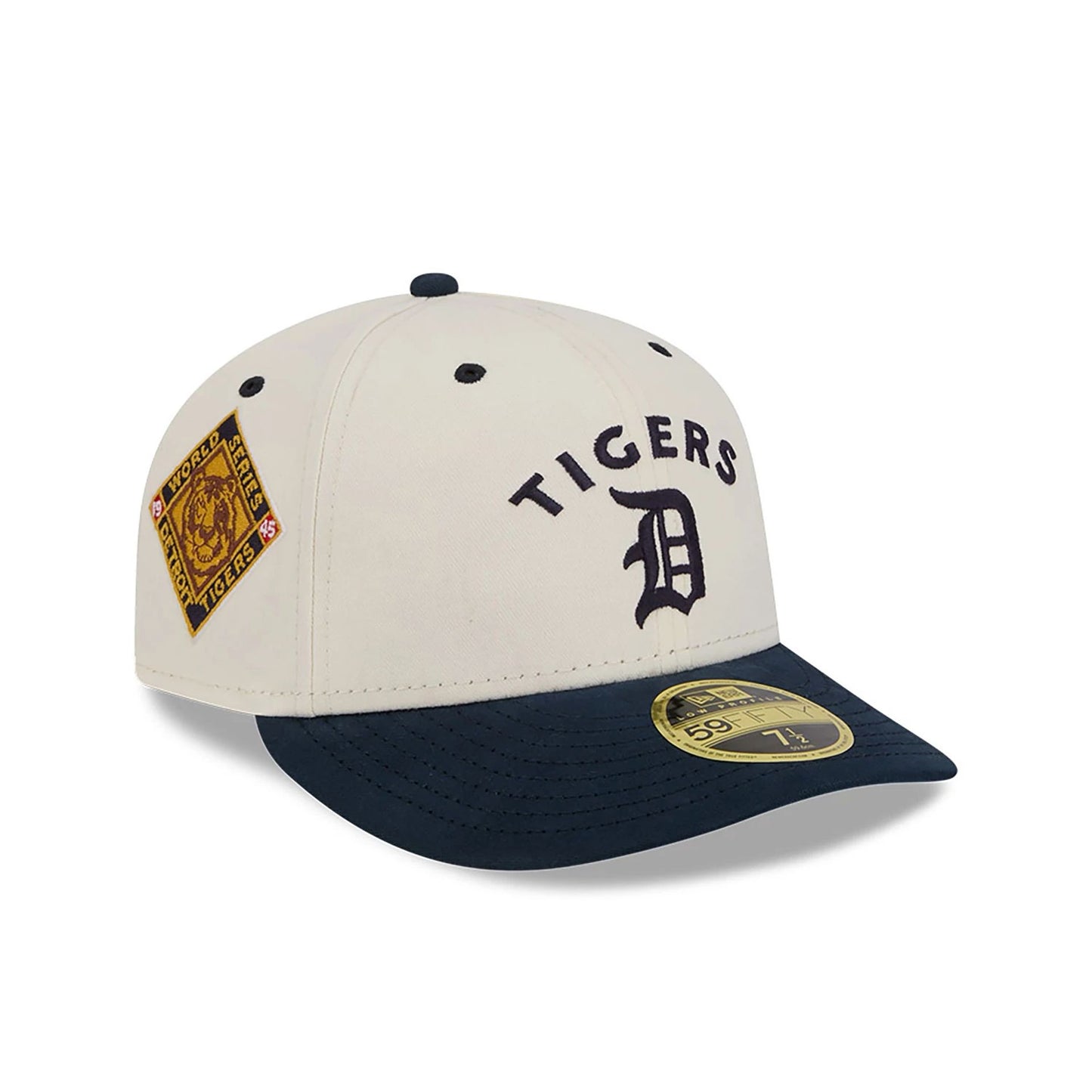 This is a Detroit Tigers Vintage Stack White Low Profile 59FIFTY Fitted Cap 1