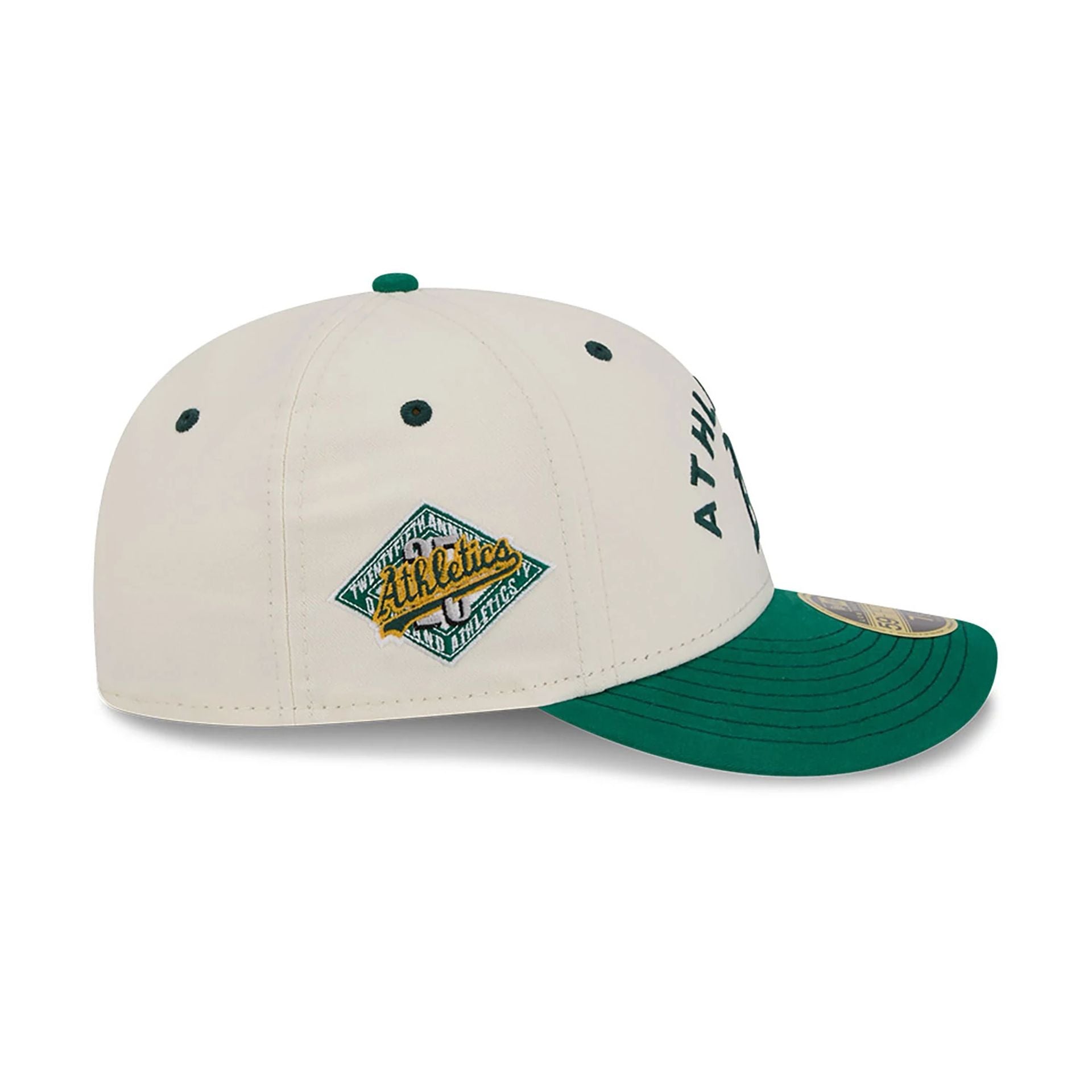 This is a Oakland Athletics Vintage Stack White Low Profile 59FIFTY Fitted Cap 6