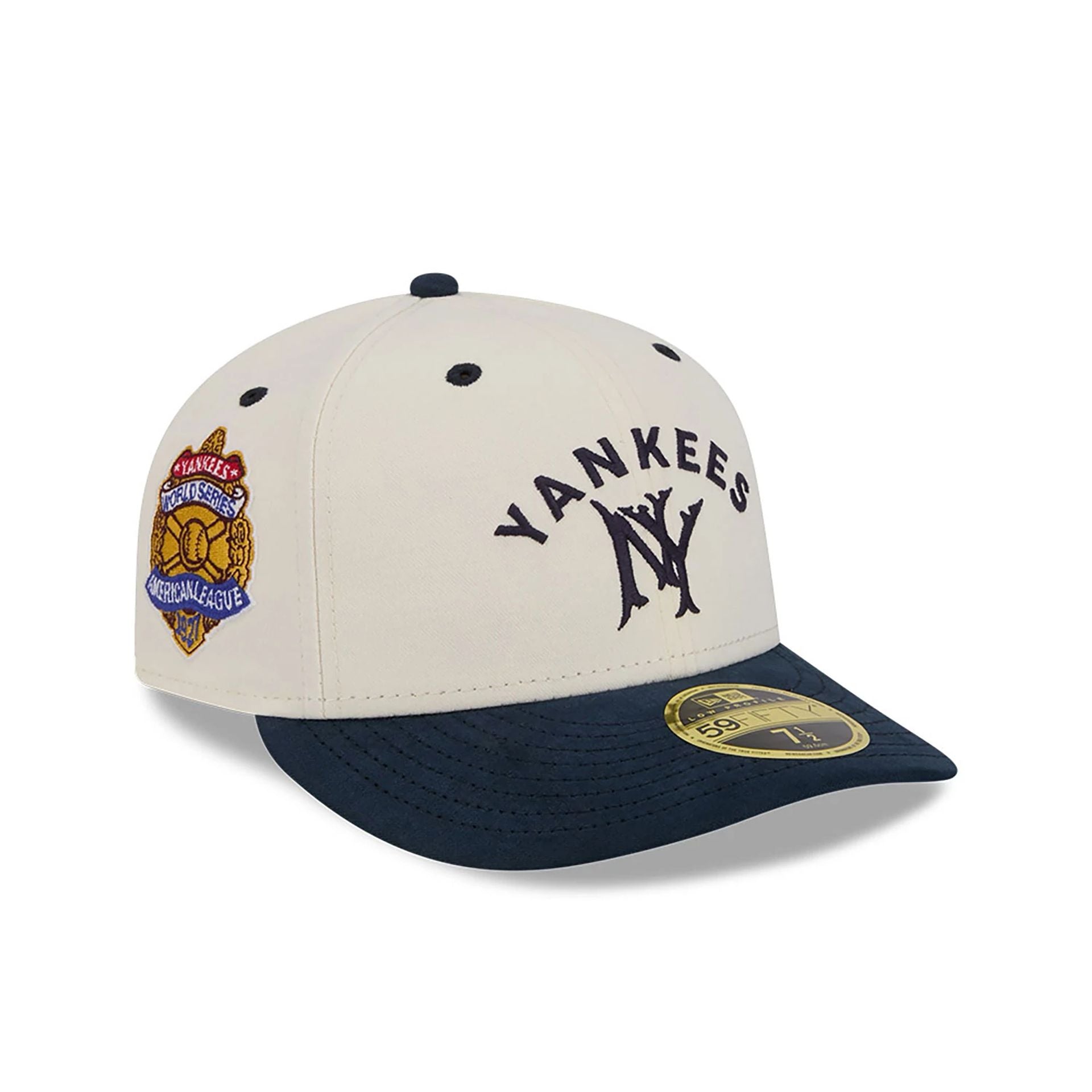 This is a New York Yankees Vintage Stack White Low Profile 59FIFTY Fitted Cap 1