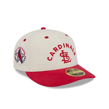 This is a St. Louis Cardinals Vintage Stack White Low Profile 59FIFTY Fitted Cap 1