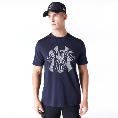 The Male model is wearing New York Yankees MLB Team Logo Graphic Navy T-Shirt 1