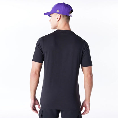 The Male model is wearing LA Lakers NBA Graphic Black T-Shirt 6