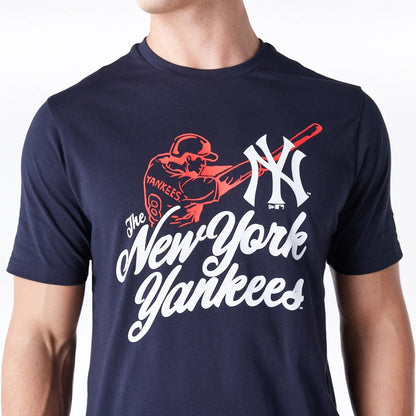 The Male model is wearing New York Yankees MLB Baseball Graphic Navy T-Shirt 5