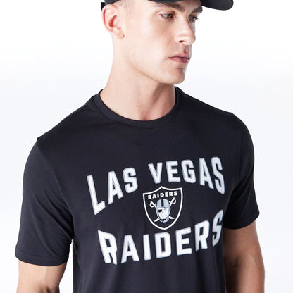 The Male model is wearing Las Vegas Raiders NFL Graphic Black and White T-Shirt 2